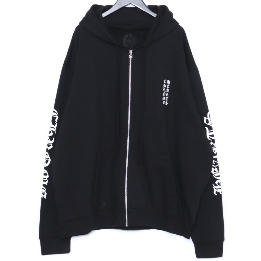 未使用 CHROME HEARTS パーカー ロゴジップアップ XXLサイズ ブラック  