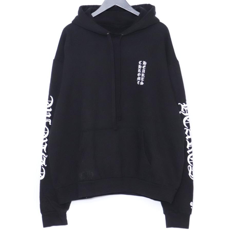クロムハーツ サイズ:M  SWTSHRT PLVR 袖ロゴプリントプルオーバーパーカー 中古 SJ02 CHROME HEARTS オンライン限定袖ロゴプリントプルオーバーパーカー L