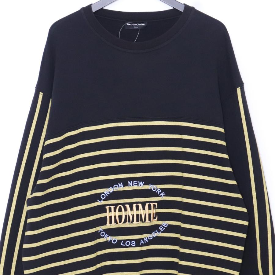 BALENCIAGA Homme Oversized Striped Sweatshirt Mサイズ ブラック