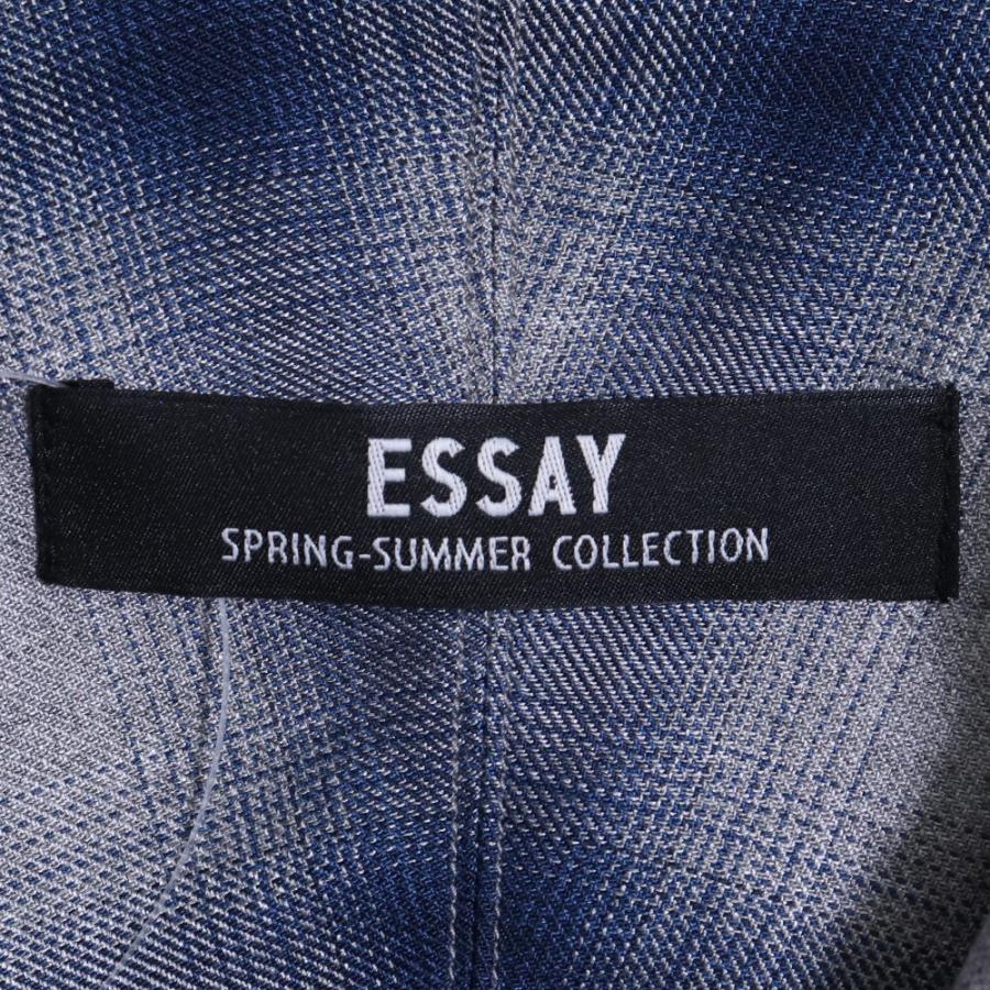 未使用 ESSAY Shadow Check Open Collar Shirt サイズ2 ブルー ES20SH 