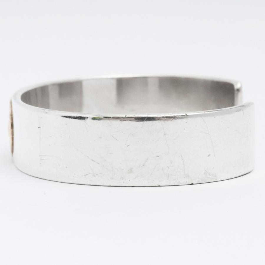 美品 シルバー925製 金メタル付 平打ちバングル M goro's (ゴローズ) 平打ちブレスM バングル シルバー/ゴールド