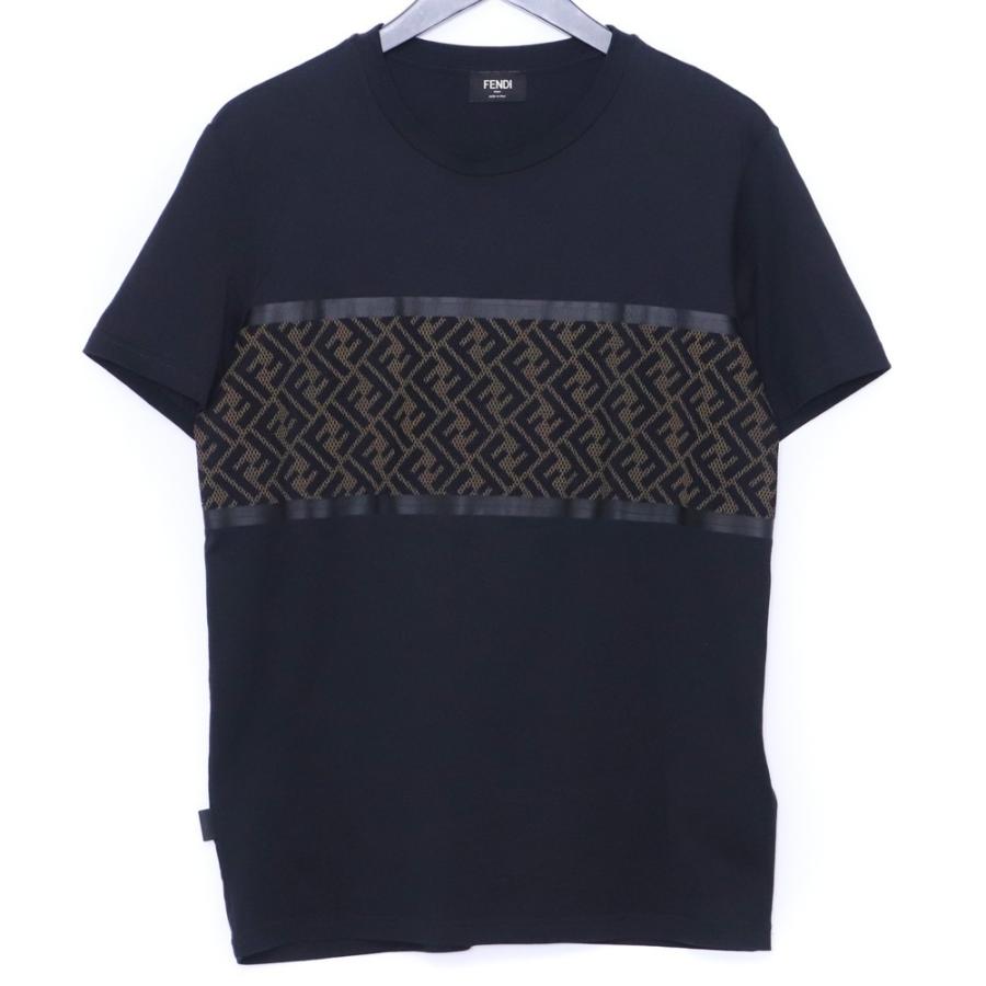 FENDI ズッカ柄 メッシュ Tシャツ Mサイズ ブラック FAF532 AD3C