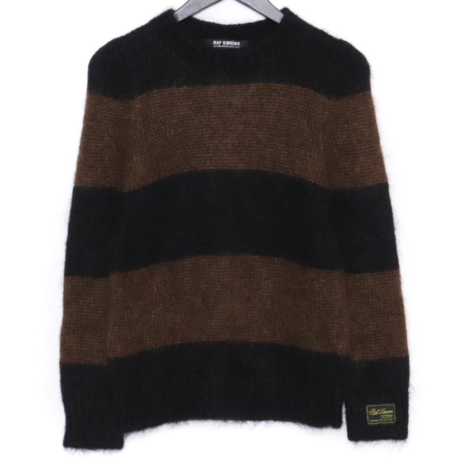 RAF SIMONS ボーダー モヘヤニット Sサイズ ブラウン ブラック 