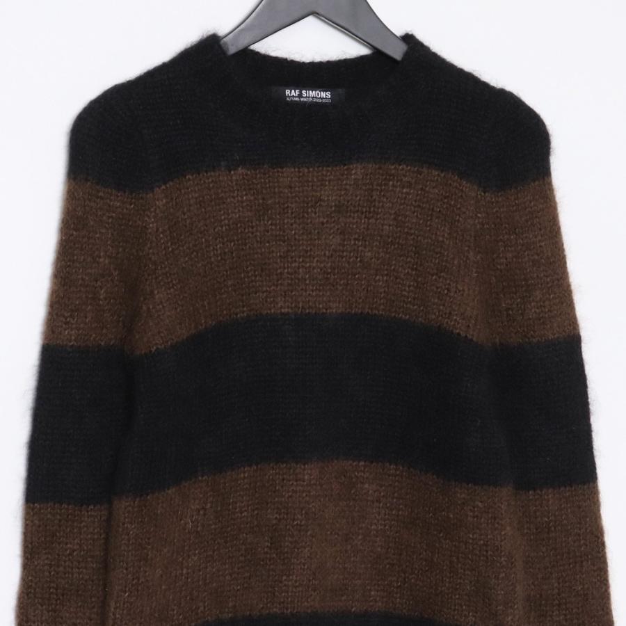 RAF SIMONS ボーダー モヘヤニット Sサイズ ブラウン ブラック 