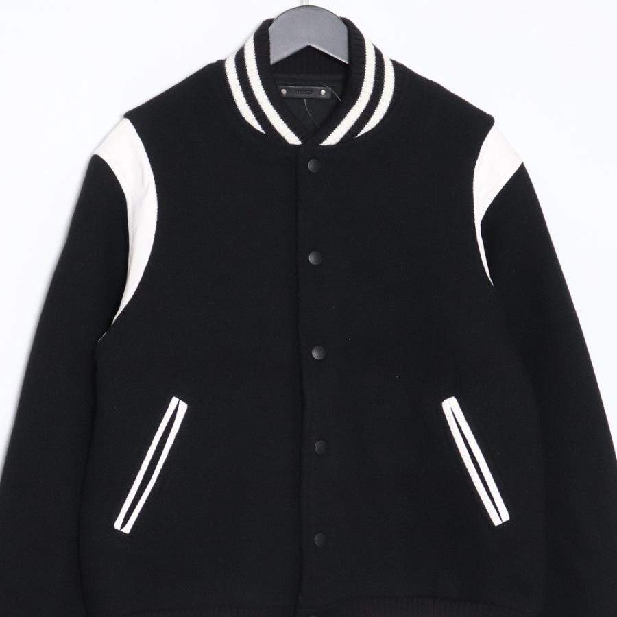MINEDENIM Wool Melton & Leather Studium Jamper サイズ2 ブラック 