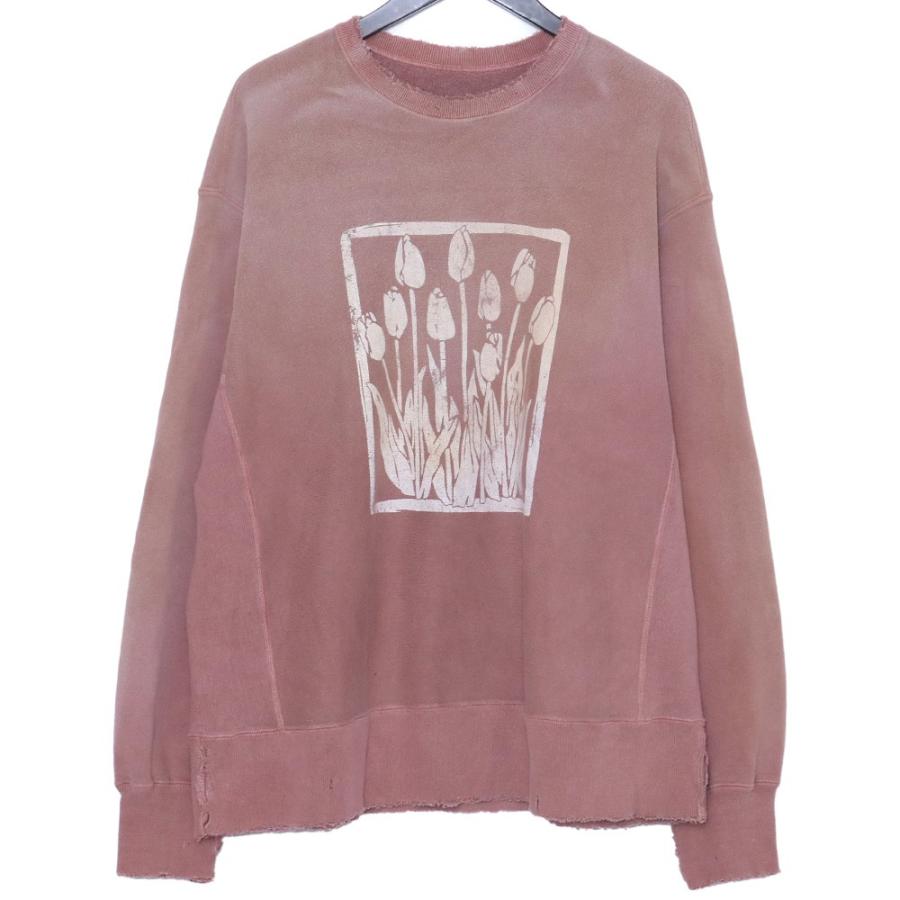 ANCELLM DYED DAMEGE FLOWER PT SWEAT SHIRT サイズ1 ピンク ANC-CT28 