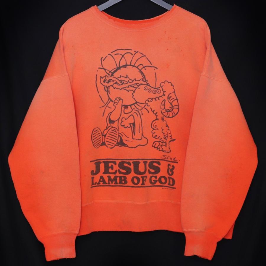 SAINT MICHAEL CRW SWEAT JS & LMB ORAN XLサイズ オレンジ SM-YS8