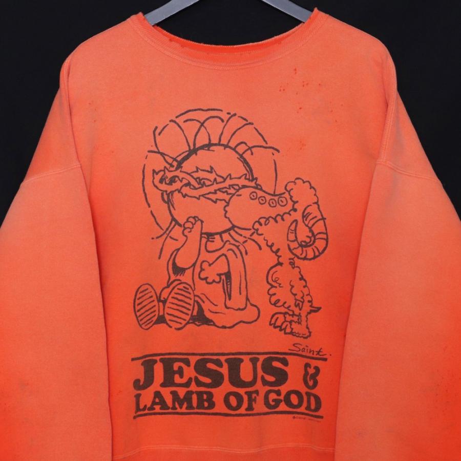 SAINT MICHAEL CRW SWEAT JS & LMB ORAN XLサイズ オレンジ SM-YS8