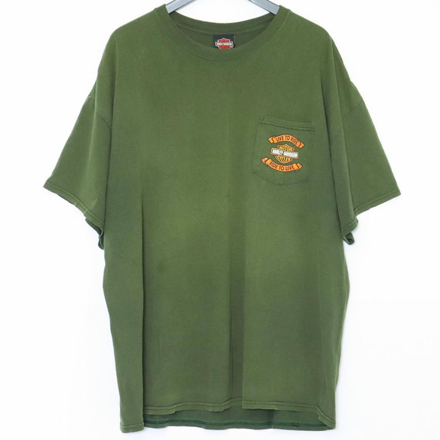 HARLEY DAVIDSON Woodstock NY T-shirt 2XLサイズ カーキ ハーレー