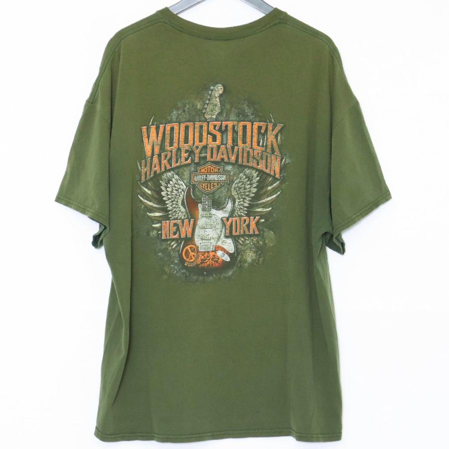 HARLEY DAVIDSON Woodstock NY T-shirt 2XLサイズ カーキ ハーレー