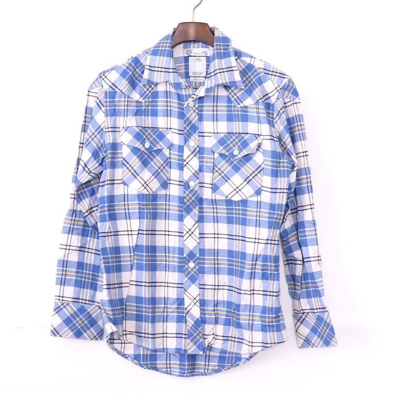 VISVIM FOUR CORNERS SHIRT L/S GIZA サイズ1 ブルー 0112105011016 