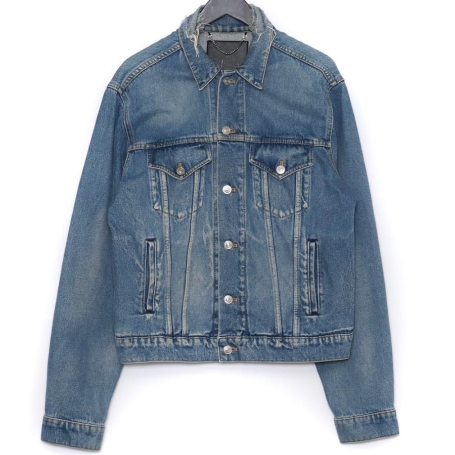美品バレンシアガ メンズデニムジャケットロゴ刺繍Gジャン48サイズ