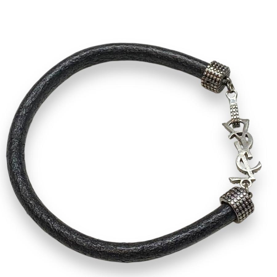 SAINT LAURENT YSLロゴ レディースブレスレット OS ブラック SAINT LAURENT YSLロゴ レディースブレスレット OS ブラック