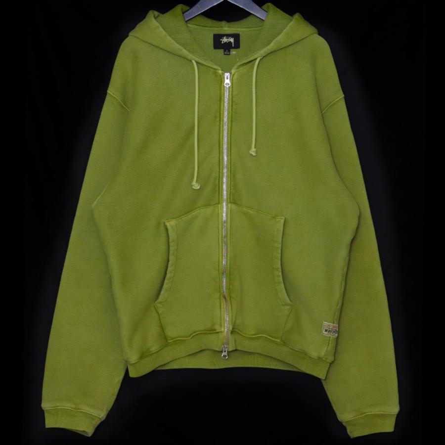 STUSSY Waffle Lined Zip Hoodie Lサイズ グリーン 118555