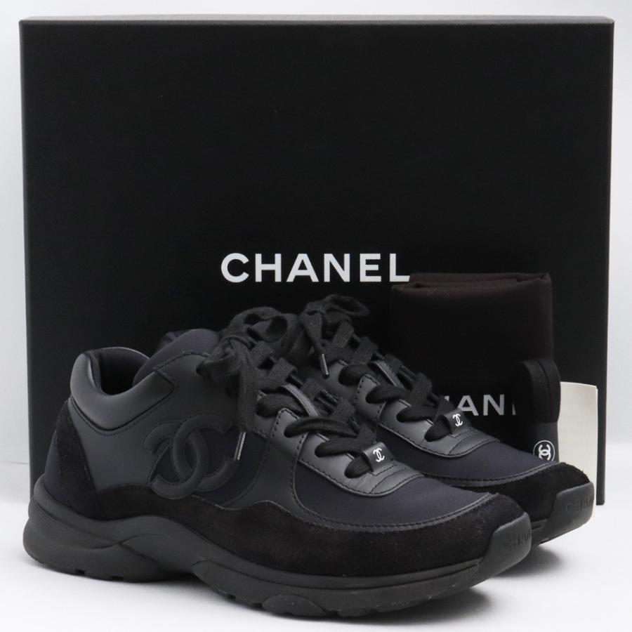 24cm相当 CHANEL CCココマークスニーカー サイズ37 ブラック G33745 