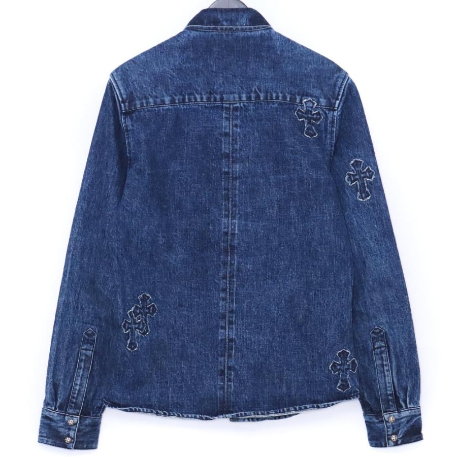CHROME HEARTS ルーズエンド クロスパッチ装飾デニム長袖シャツ M