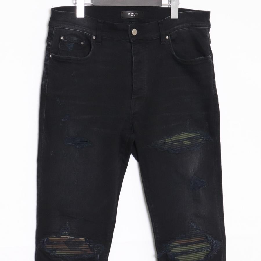 AMIRI カモフラージュレザーパッチダメージ加工ストレッチ AMIRI カモフラージュレザーパッチダメージ加工ストレッチ