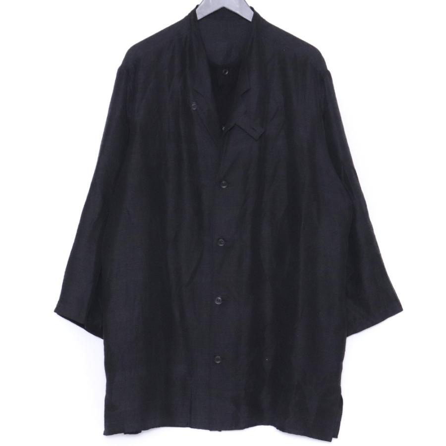 YOHJI YAMAMOTO SILK/RAYON SHIRT サイズ2 ブラック HR-B67-805 ヨウジ 