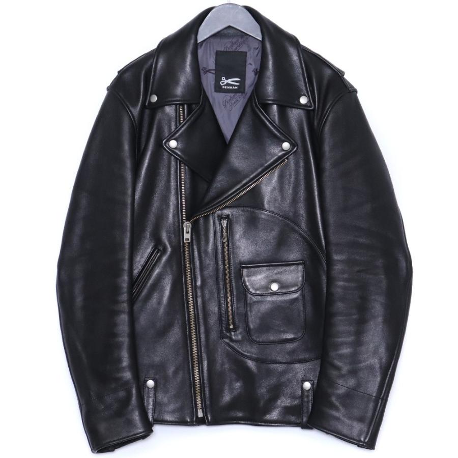 DENHAM ブラック ダブル ライダース ジャケット DENHAM ブラック ダブルライダースジャケット