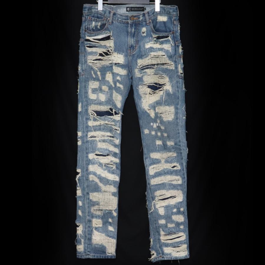 【雰囲気】A GOOD BAD INFLUENCE クラッシュデニム 85デニム A GOOD BAD INFLUENCE GB REPAIRED DENIM PANTS XLサイズ インディゴ