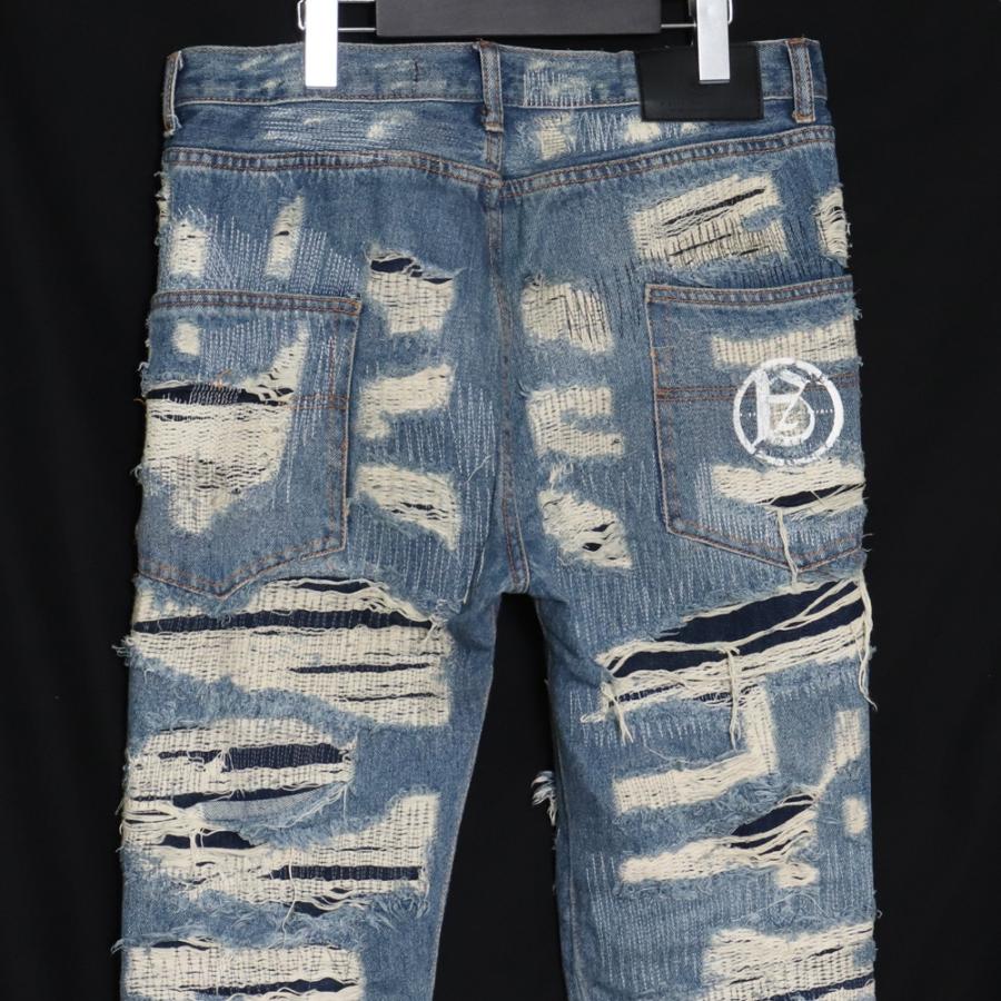 【雰囲気】A GOOD BAD INFLUENCE クラッシュデニム 85デニム A GOOD BAD INFLUENCE GB REPAIRED DENIM PANTS XLサイズ インディゴ