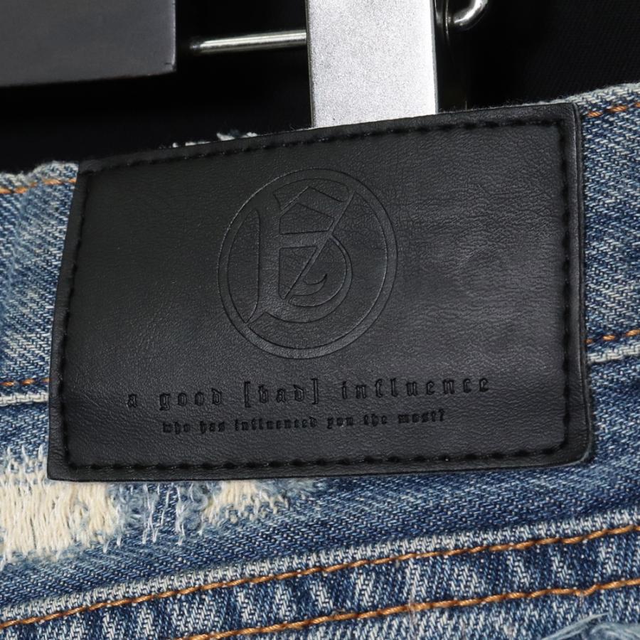 A GOOD BAD INFLUENCE GB REPAIRED DENIM PANTS XLサイズ インディゴ