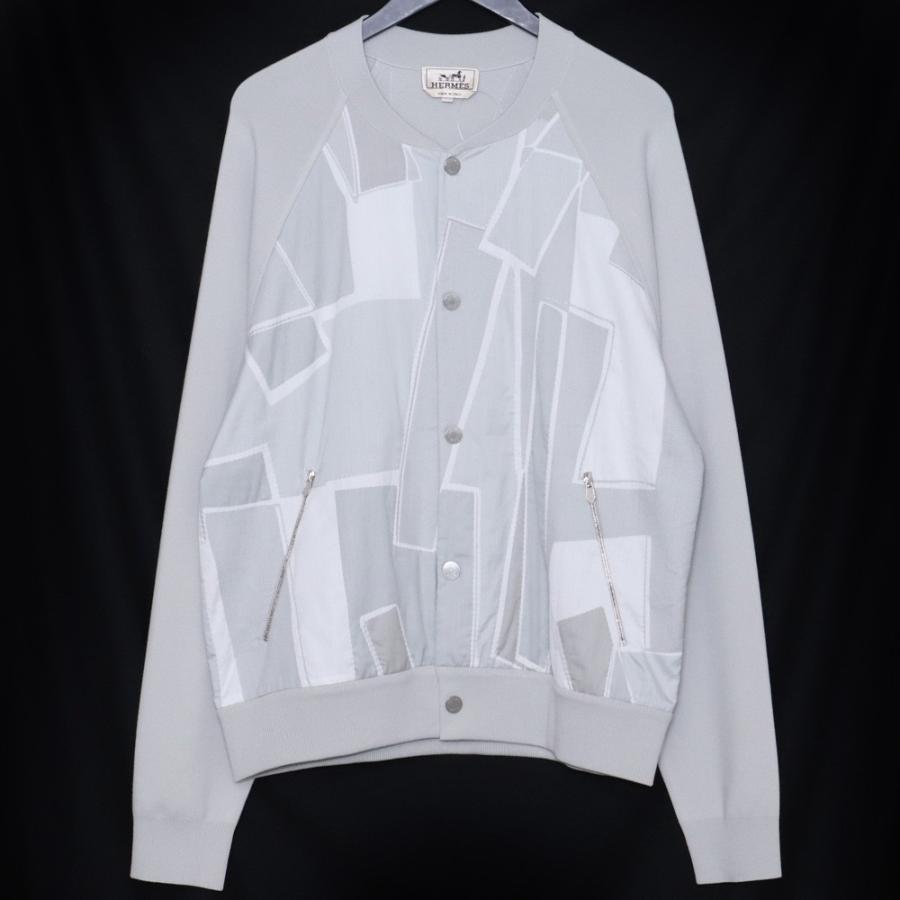 未使用 HERMES Hシネティック ウールニットブルゾン Lサイズ グレー