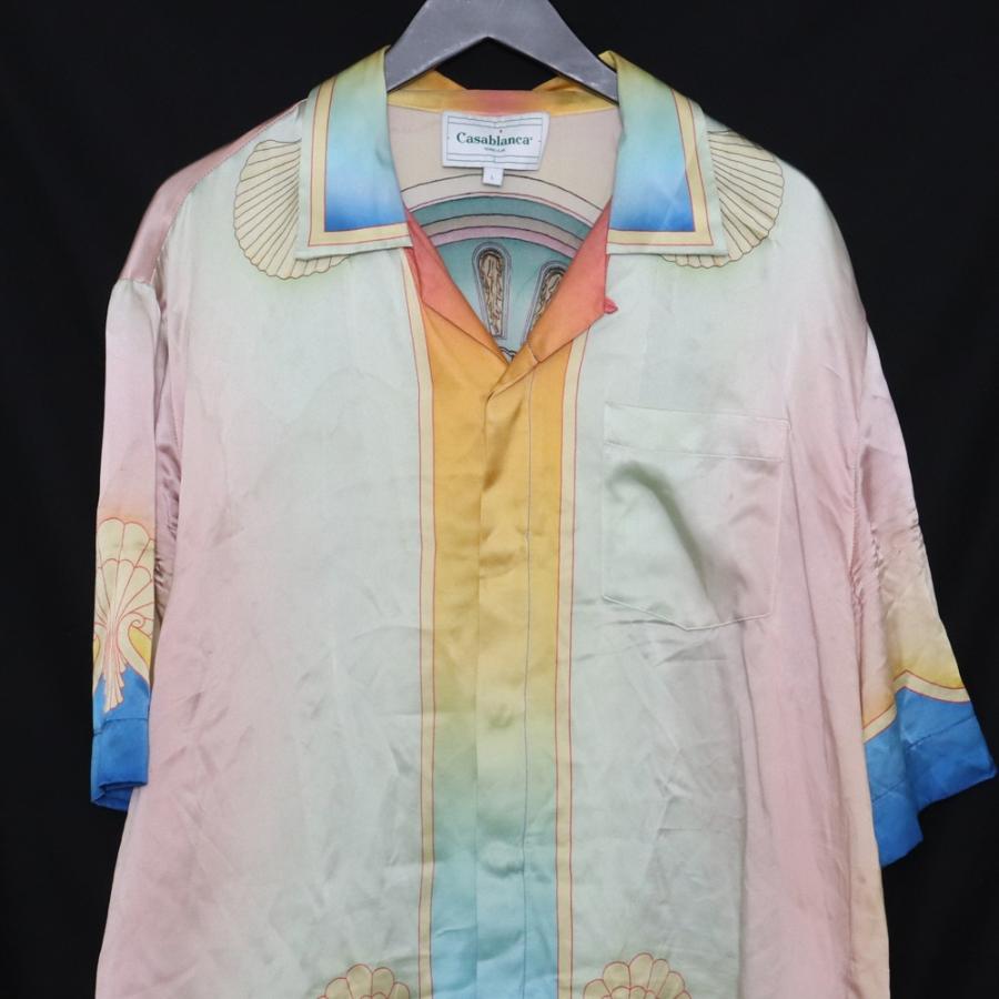 CASABLANCA SILK SATIN CUBAN COLLAR SHORT SLEEVE SHIRT L CASABLANCA SILK SATIN CUBAN COLLAR SHORT SLEEVE SHIRT L