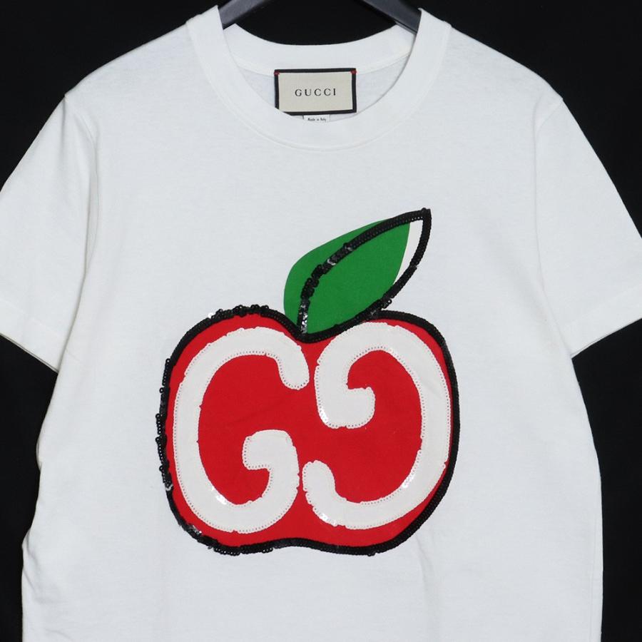 GUCCI GGアップルプリントTシャツ Mサイズ ホワイト 580762 GUCCI GGアップルプリントTシャツ Mサイズ ホワイト 580762