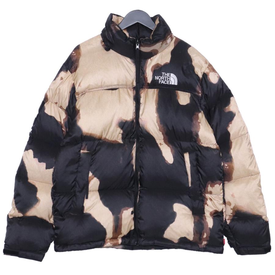 SUPREME × THE NORTH FACE Bleached Denim Print Nuptse Jacket L 