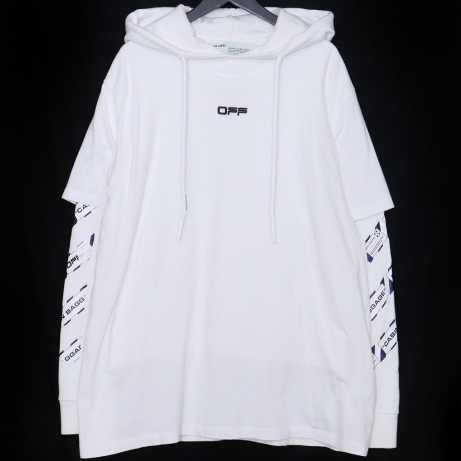 OFF-WHITE エアポートテープレイヤードパーカー Mサイズ ホワイト