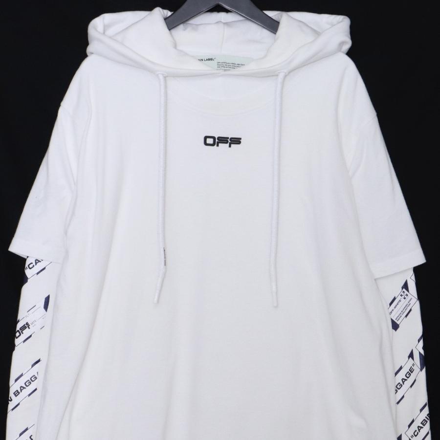 OFF-WHITE エアポートテープレイヤードパーカー Mサイズ ホワイト