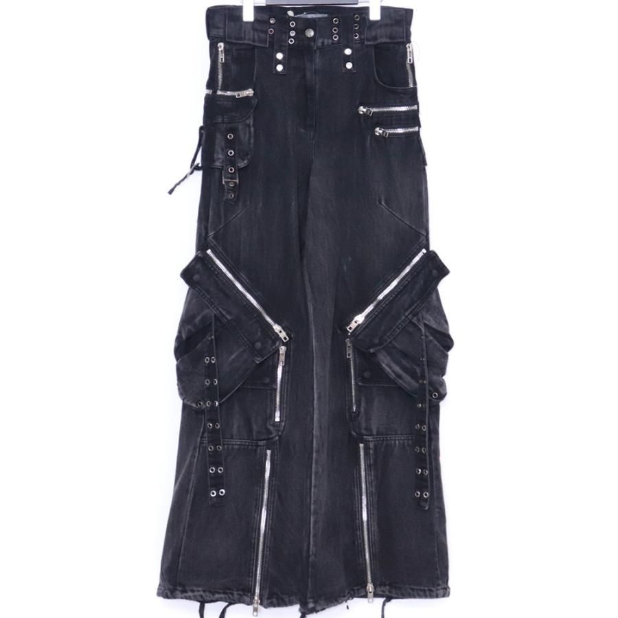 NO/FAITH STUDIOS フレアカーゴデニムパンツ Sサイズ ブラック 0053894
