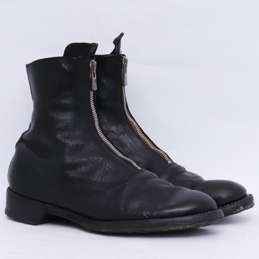 27cm相当 GUIDI HORSE FULL GRAIN LINED FRONT ZIP BOOT SOLE LEATHER