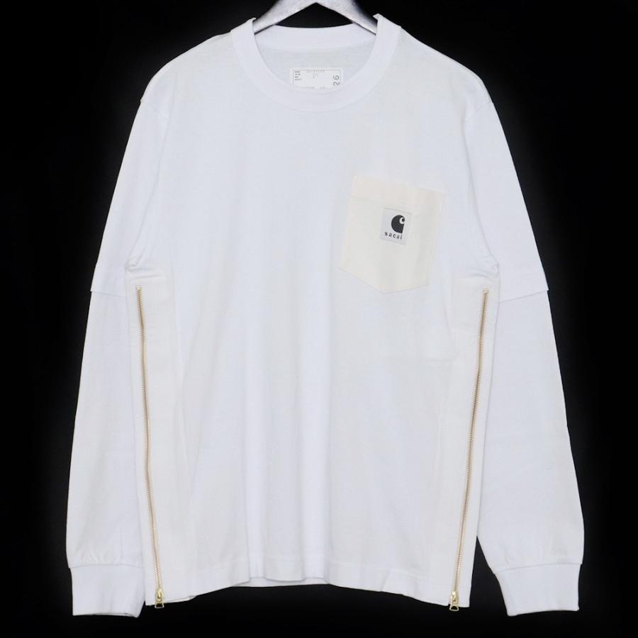未使用 SACAI × CARHARTT WIP L/S T-Shirt サイズ2 ホワイト 24 未使用 SACAI × CARHARTT WIP L/S T-Shirt サイズ2 ホワイト 24