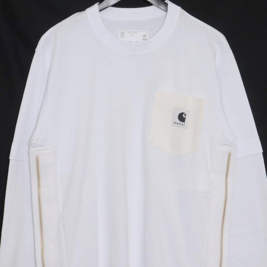 未使用 SACAI × CARHARTT WIP L/S T-Shirt サイズ2 ホワイト 24 未使用 SACAI × CARHARTT WIP L/S T-Shirt サイズ2 ホワイト 24