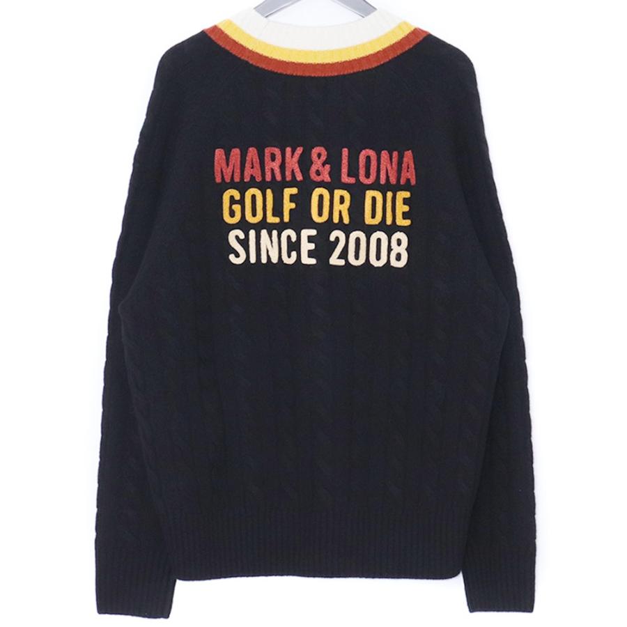 未使用 MARK & LONA York V-Neck Cable Knit サイズ50 ブラック MLM-4C