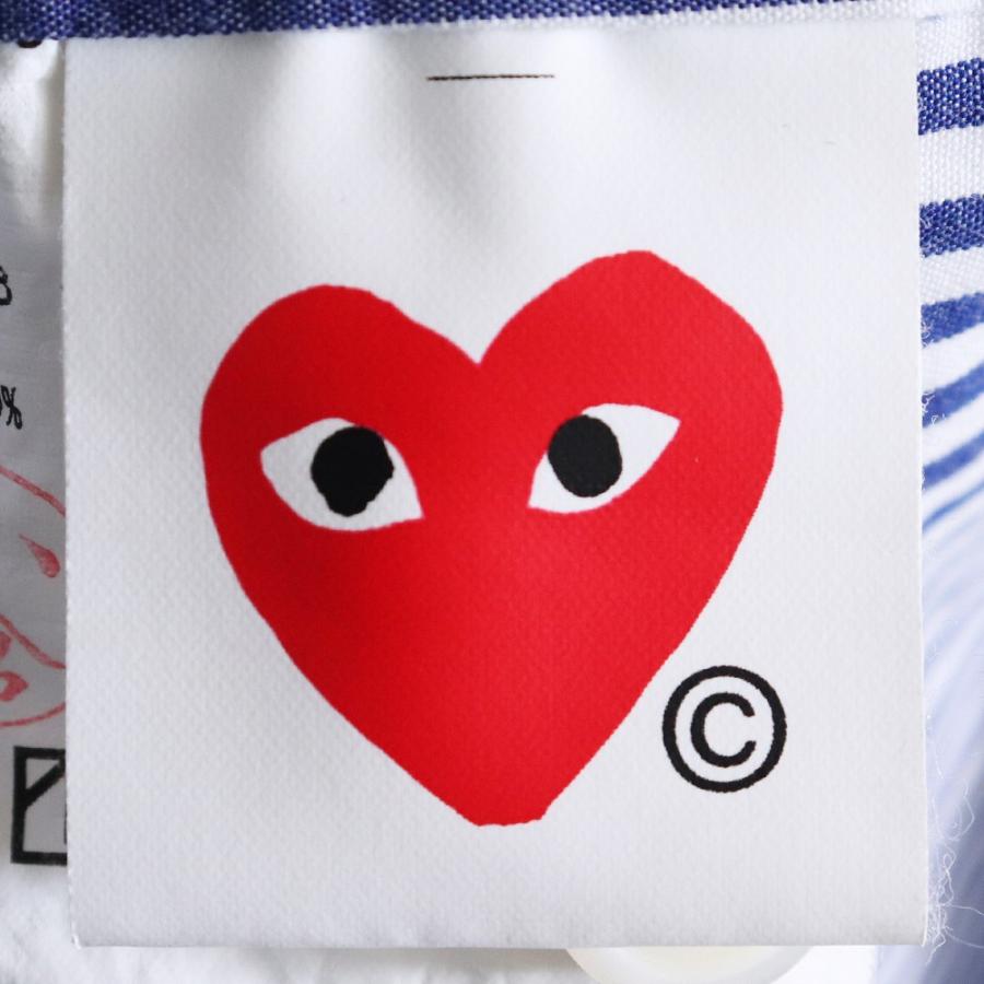 プレイコムデギャルソン　ハート　ワッペン　ストライプ　長袖　シャツ　L PLAY COMME DES GARCONS ハートワッペン ストライプ 長袖シャツ