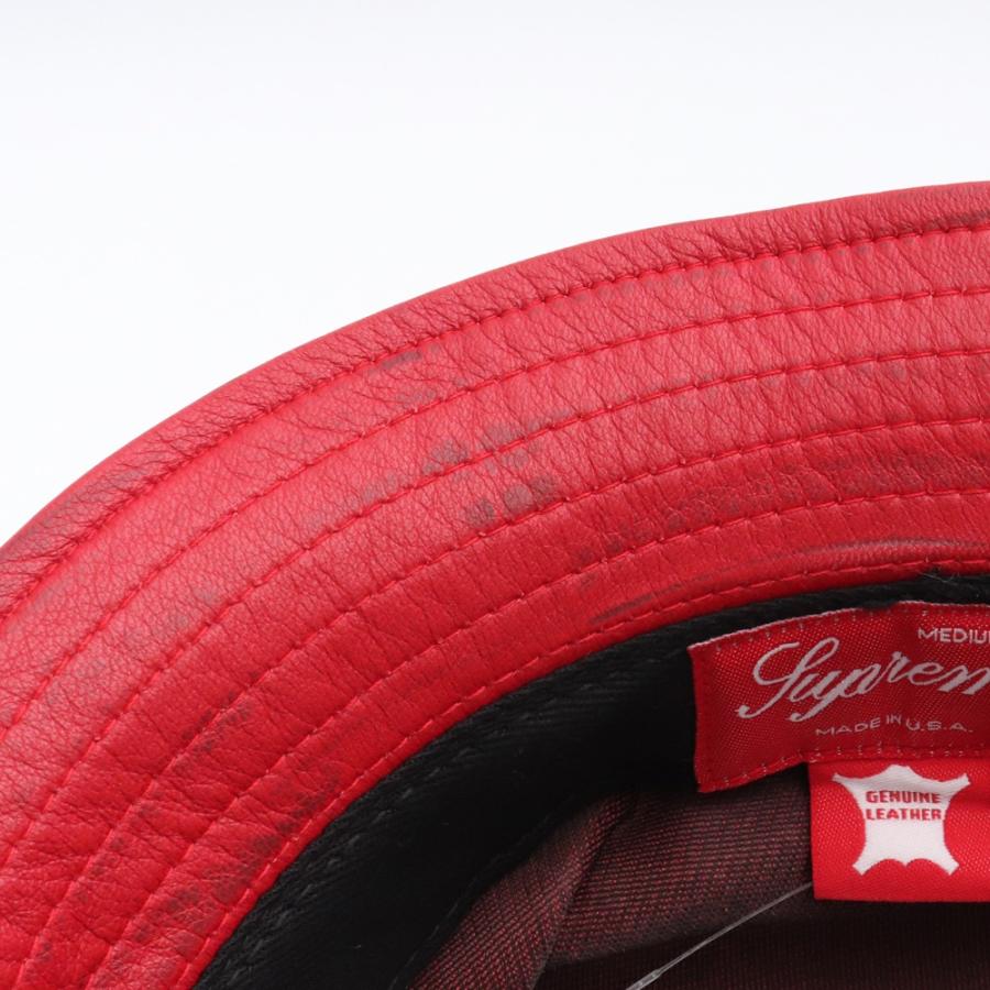 SUPREME Leather Crusher M/Lサイズ レッド シュプリーム レザー