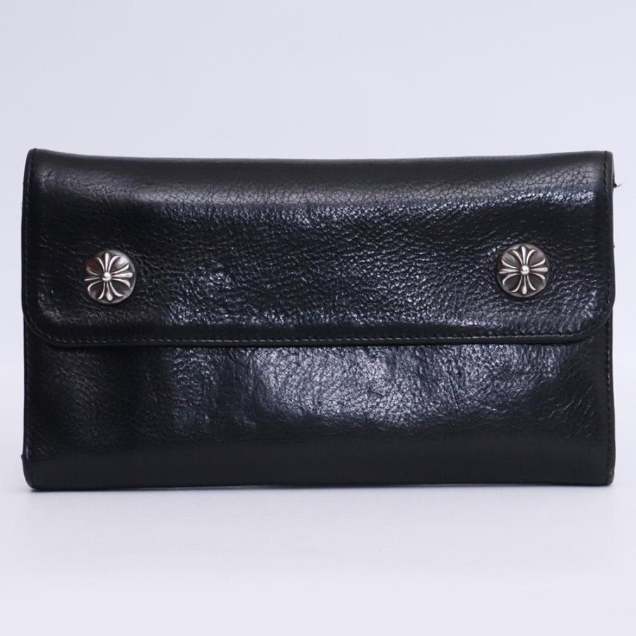 ウェーブウォレット 長財布 ブラック　ボタン付き CHROME HEARTS ウェーブウォレット ブラック クロムハーツ WAVE WALLET