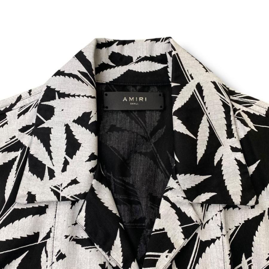 AMIRI Leaf Tencel SS Shirt Sサイズ ブラック ホワイト 150712 アミリ
