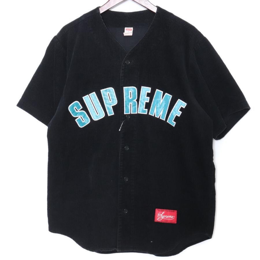SUPREME 18SS Corduroy Baseball Jersey Mサイズ ブラック 