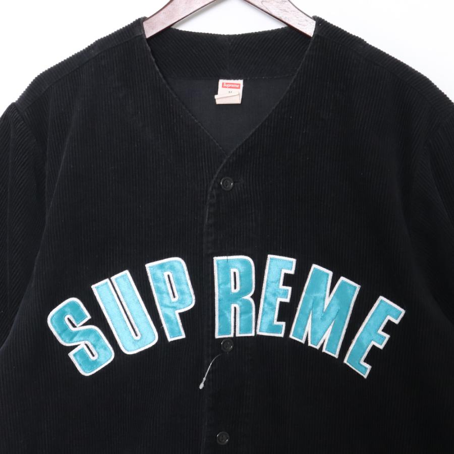 SUPREME 18SS Corduroy Baseball Jersey Mサイズ ブラック 