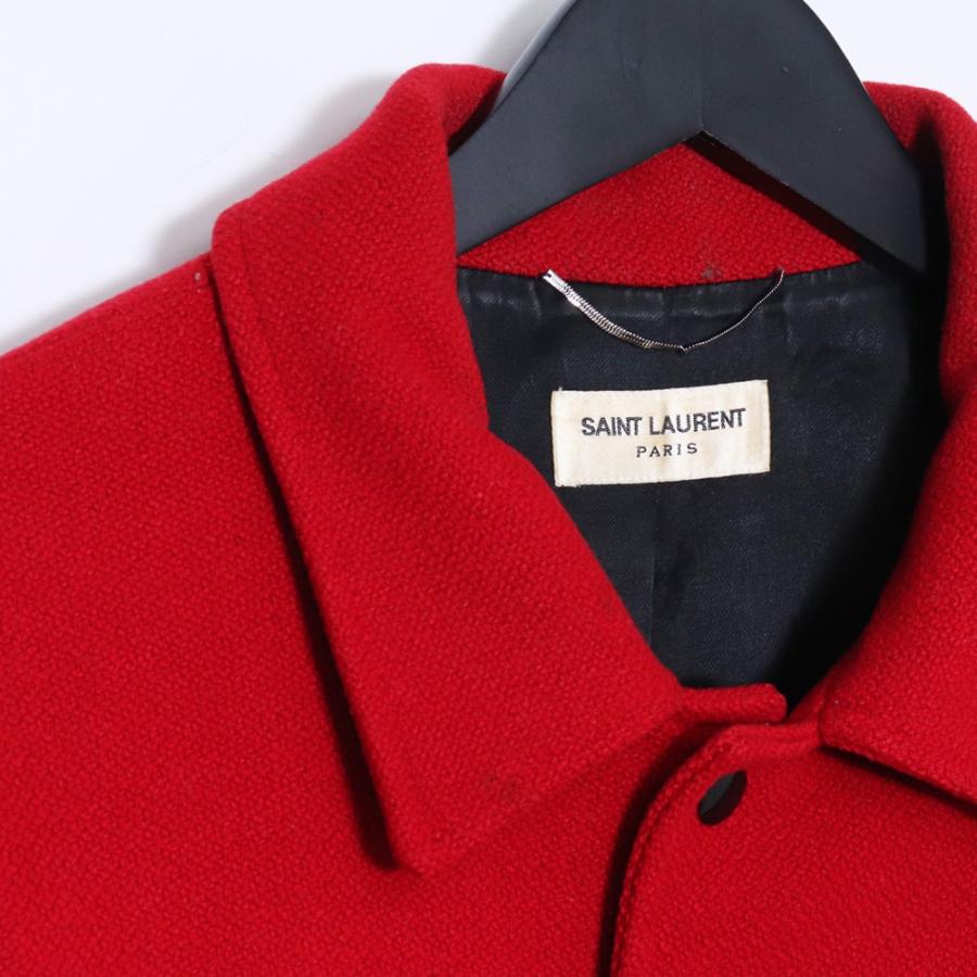 SAINT LAURENT PARIS テディジャケット サイズ50 レッド Y580F サン 