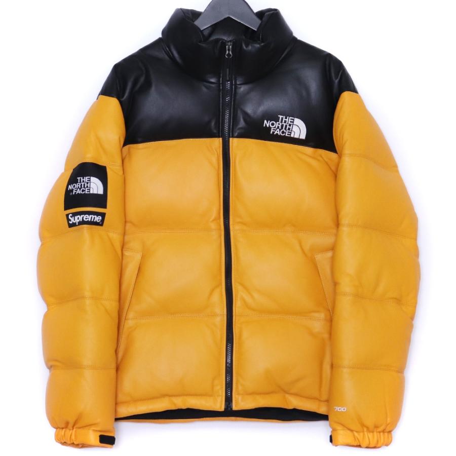 SUPREME × THE NORTH FACE Leather Nuptse Jacket Mサイズ イエロー