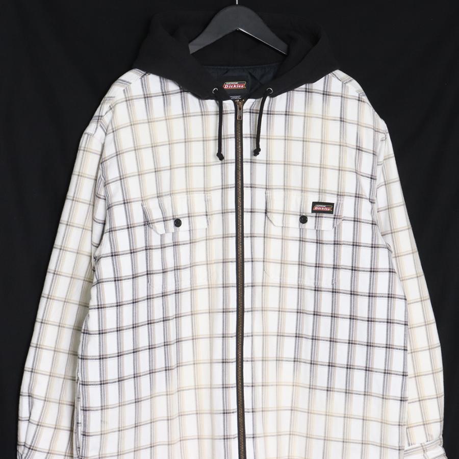 SUPREME × DICKIES Plaid Hooded Zip Up Shirt Mサイズ white 