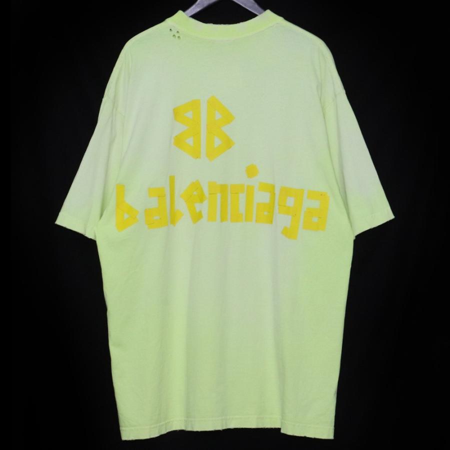 BALENCIAGA テープロゴミディアムフィットTシャツ Mサイズ イエロー 
