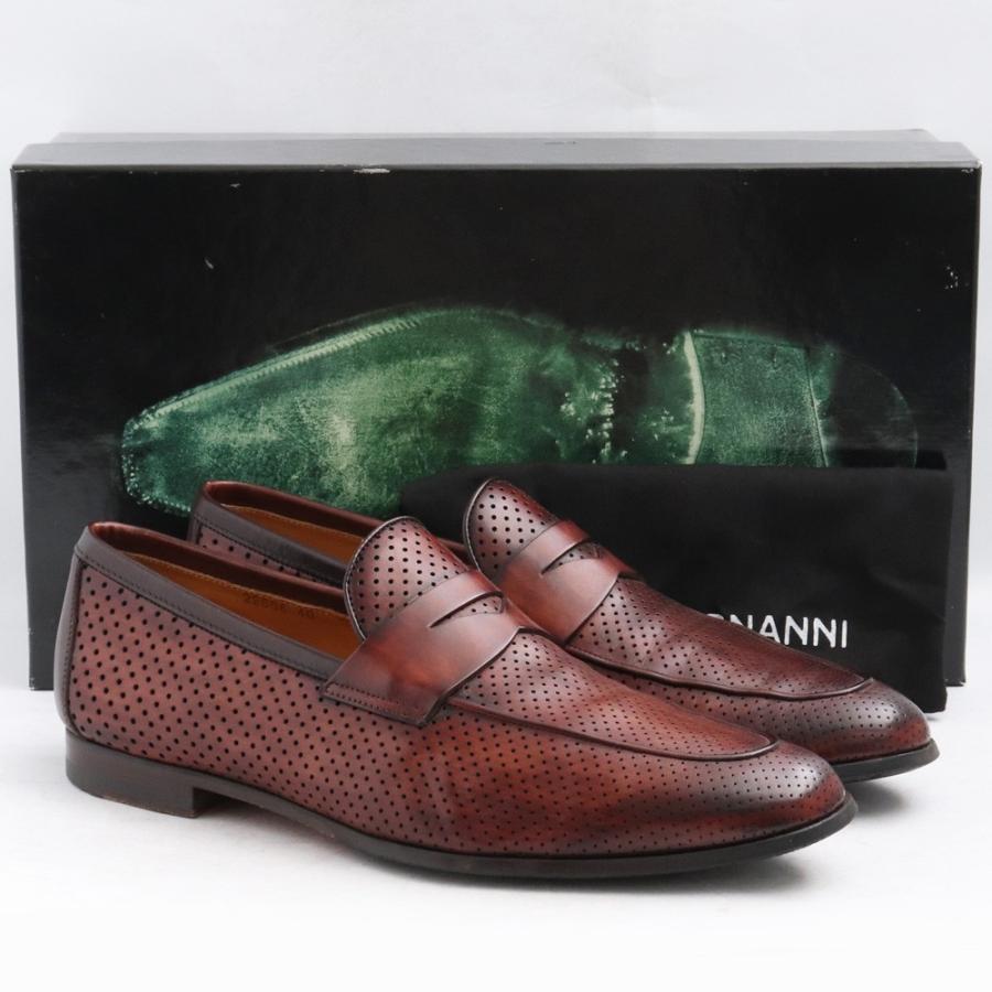 25.5cm相当 MAGNANNI パンチングレザーローファー サイズ40 ブラウン 