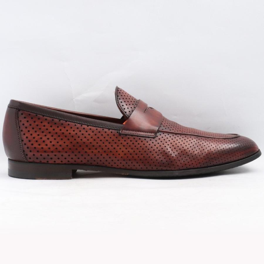 25.5cm相当 MAGNANNI パンチングレザーローファー サイズ40 ブラウン 