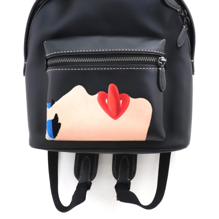 コーチ トムウェッセルマン コラボ リュック レザー ブラック COACH × TOM WESSELMANN レザー バックパック ブラック コーチ トム